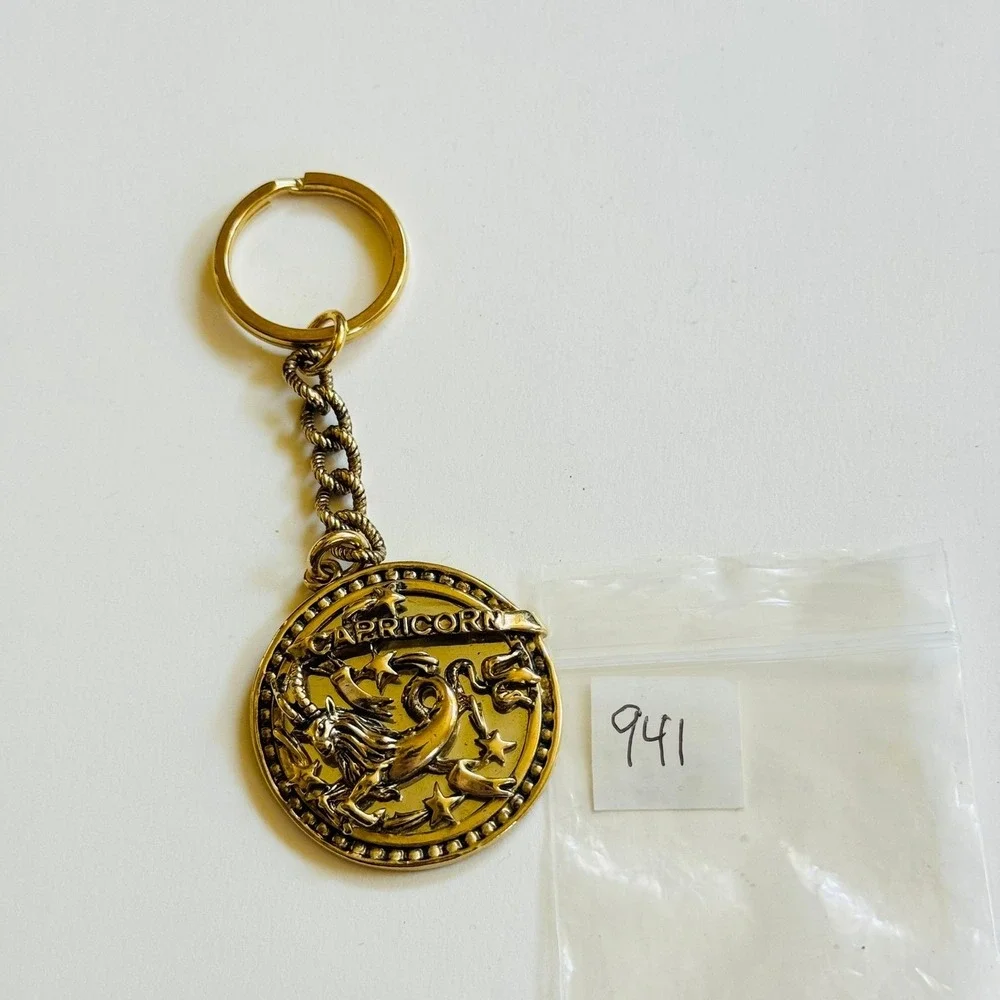 St. John Capricorn Birthday‎ KeyChain Key Fob holder gold charm dangle Astrology